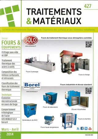 SOLO Swiss and Borel Swiss in cover of the magazine Traitements & Matériaux