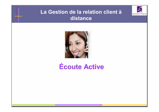 La Gestion de la relation client à
           distance




       Écoute Active



               GRC                   1
 