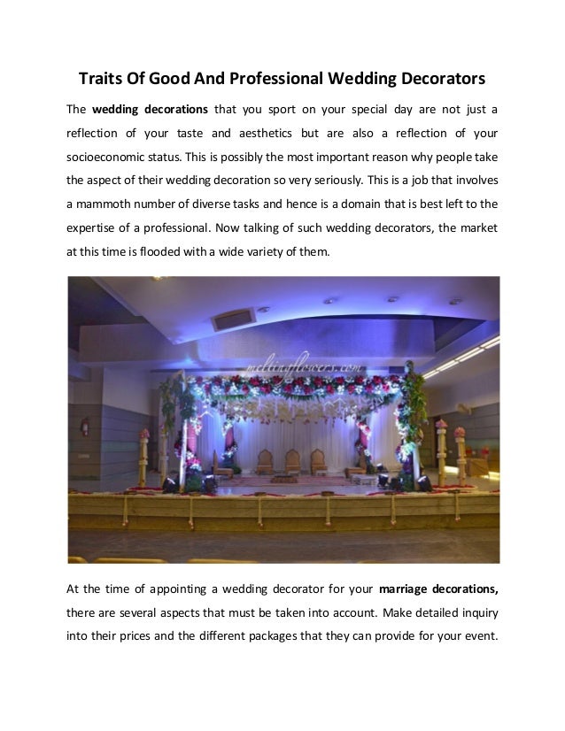 Traits Of Good And Professional Wedding Decorators