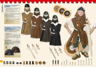 Matthias
            Matthias
               Rittergewand aus stabilem Rindspalt-Velours-Leder, aufwän-
               dig gesteppt, wattiert und gefüttert, Altmessingverzierungen,
               größenverstellbar durch Schnürung an den Seiten,
               passend von ca. 6 bis 12 Jahren
               Outfit Matthias: Gewand, Schwertset mit Ledergürtel, Helm
               mit farbig abgestimmtem Nackenschutz

               Tunique longue de chevalier en cuir velours de boeuf robuste,
               surpiqûres très travaillées, ouatée et doublée, applications en
               cuivre, lacets ajustables sur les côtés,
               pour les enfants d’env. 6 à 12 ans
               Outfit Matthias: Tunique, set épée avec ceinture en cuir,
               casque avec protège-nuque coloris assorti

               Long knight’s tunic made of sturdy suede leather, lined, padded,
               and authentically quilted, brass decorations, adjustable lacing
               at the sides, fits children ages ca. 6 to 12
               Outfit Matthias: Tunic, swordset with leather girdle, helmet
               with color-matched neck protector




            Leder-Modularhelm
           … die edle Alternative zum Helm aus Hochglanz-Karton:
           Modularhelm aus stabilem Gürtel-Leder, erhältlich in dunkelbraun
           und schwarz, gesteppt, wattiert und gefüttert, mit Klettband innen,
           kombinierbar mit Nackenschutz KN 01 bis KN 13

            Casque modulaire en cuir
           … une alternative de luxe au casque en carton brillant: casque
           modulaire en cuir épais dans les coloris marron foncé et noir,
           surpiqûres très travaillées, ouaté et doublé, bande stretch dans
           la nuque, possibilité de combinaison avec les protège-nuques
           KN 01 à KN 13

            Modular leather helmet
           … a luxurious alternative to the glossy cardboard helmet: modular
           helmet made of strong leather, available in dark brown and black,
           lined, padded and quilted, stretch band in the neck, to be combined
           with neck-protectors KN 01 to KN 13




 14
 