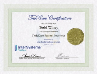 TrakCare EHR Patient Journeys Certification
