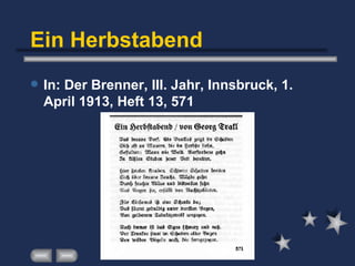 Ein Herbstabend In: Der Brenner, III. Jahr, Innsbruck, 1. April 1913, Heft 13, 571 
