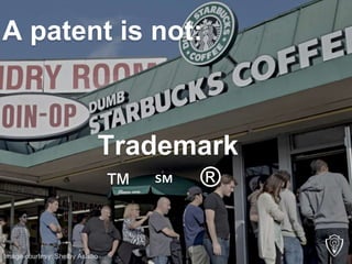 Trademark
A patent is not:
Image courtesy: Shelby Asistio
™ ℠ ®
 