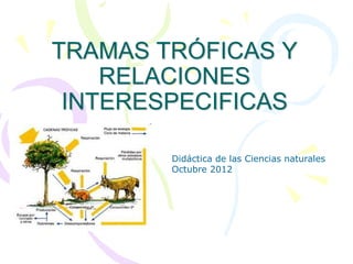 TRAMAS TRÓFICAS Y
RELACIONES
INTERESPECIFICAS
Didáctica de las Ciencias naturales
Octubre 2012
 