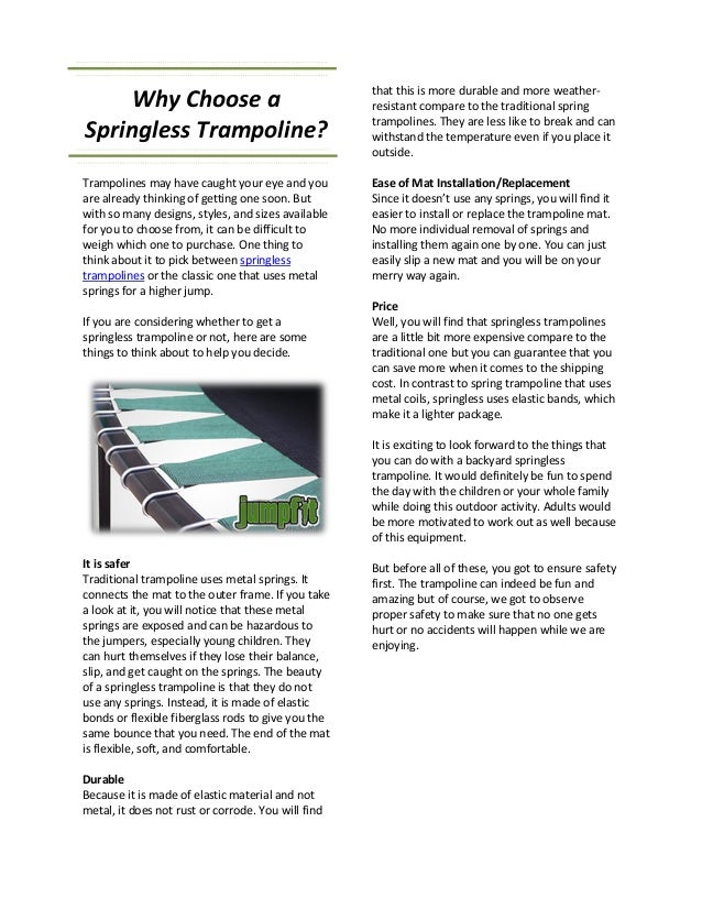 Trampoline Maintenance and Safety Precautions