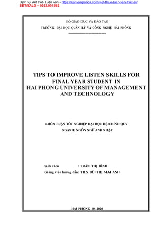  Luận văn Thạc sĩ Tips to improve listening skill for final year students