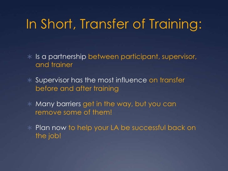 Transfer of Training