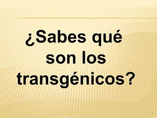 1 
¿Sabes qué 
son los 
transgénicos? 
 