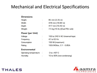 Mechanical and Electrical Specifications 
 