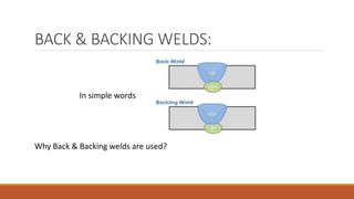 BACK & BACKING WELDS:
In simple words
Why Back & Backing welds are used?
 