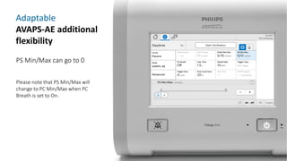 PS Min/Max can go to 0
Please note that PS Min/Max will
change to PC Min/Max when PC
Breath is set to On.
Adaptable
AVAPS-AE additional
flexibility
 