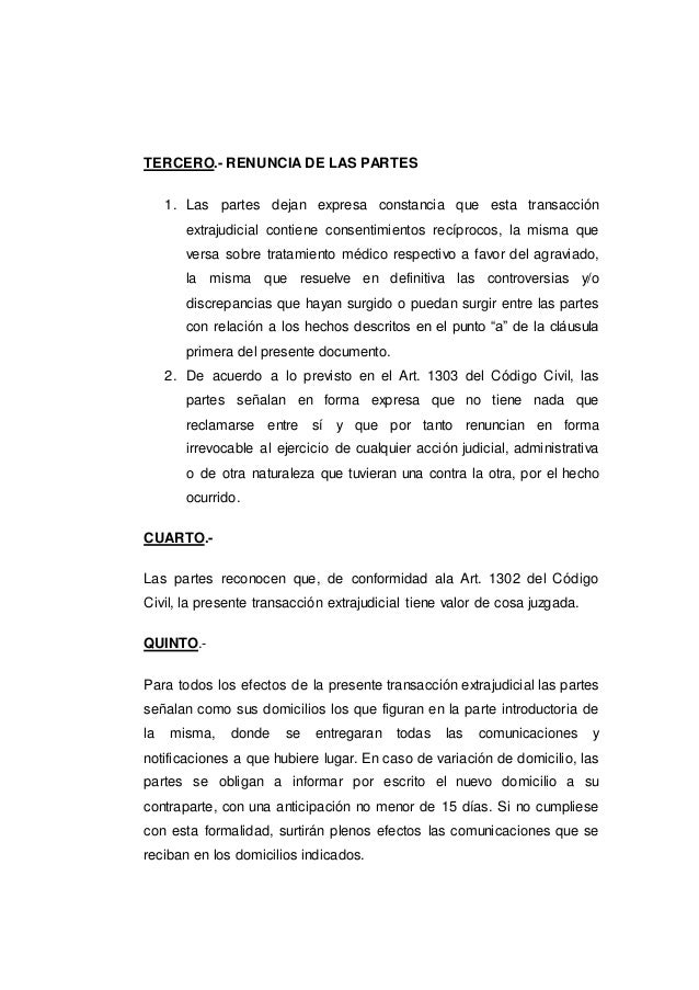 Transacción extrajudicia por lesiones