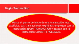Transacciones en SQL SERVER | PPTX