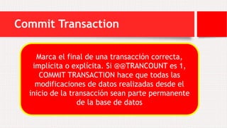 Transacciones en SQL SERVER | PPTX