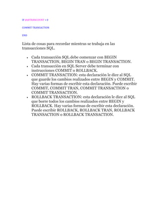 transacciones Base de datos con SQL SERVER | PDF