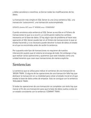 transacciones Base de datos con SQL SERVER | PDF