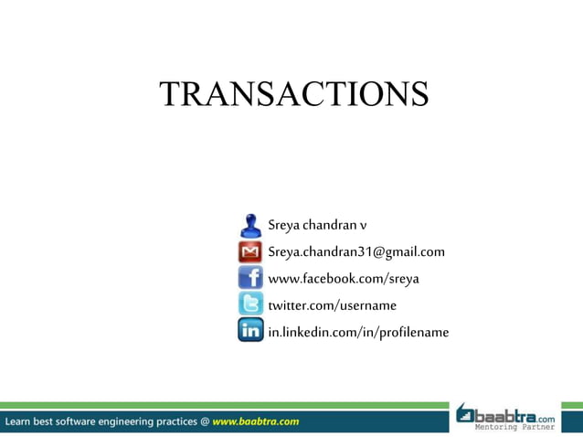 Transaction in MYSQL | PPTX | Databases | Computer Software and ...