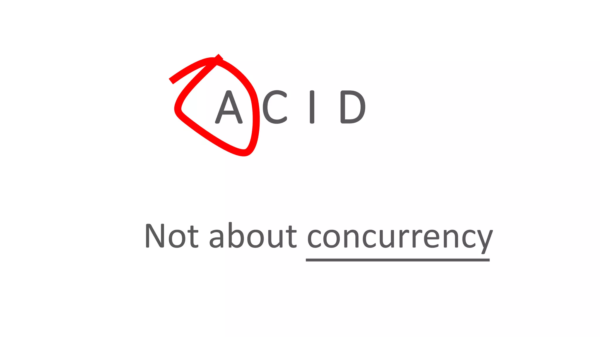 A C I D
Not about concurrency
 