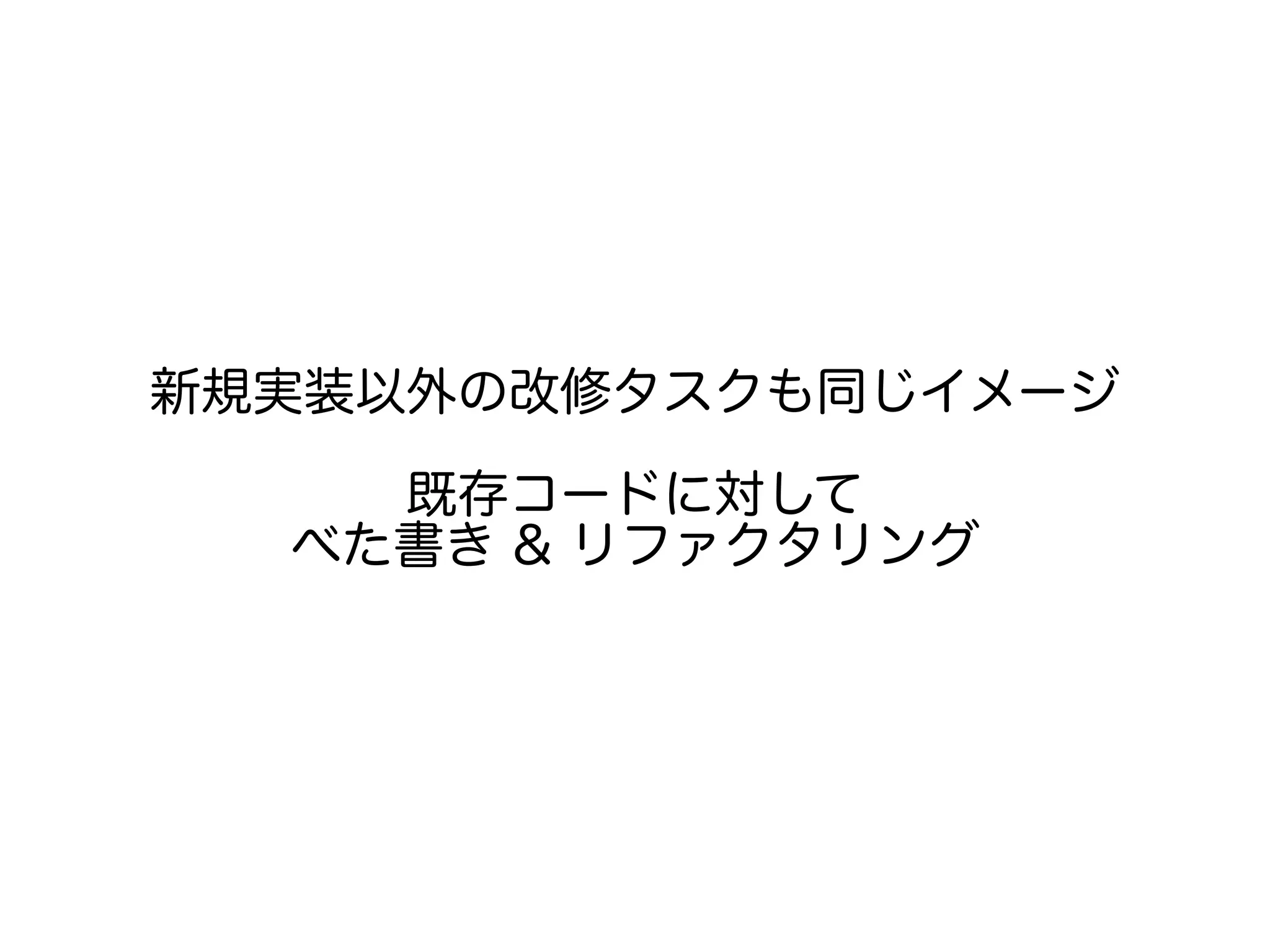 新規実装以外の改修タスクも同じイメージ
既存コードに対して
べた書き & リファクタリング
 