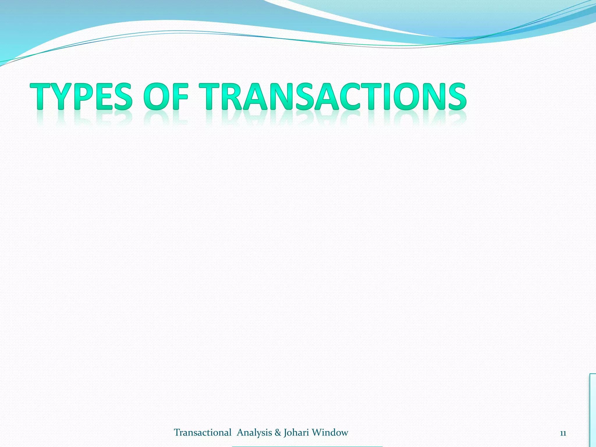 Transactional Analysis & Johari Window 11
 