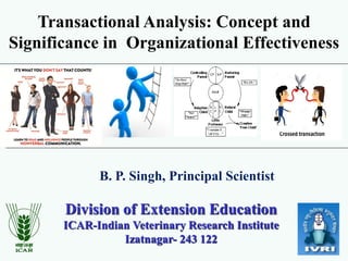 Transactional Analysis: Concept and
Significance in Organizational Effectiveness
B. P. Singh, Principal Scientist
Division of Extension Education
ICAR-Indian Veterinary Research Institute
Izatnagar- 243 122
 
