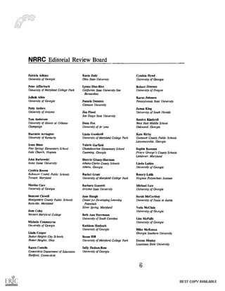 NRRC Editorial Review Board
Patricia Adkins
University of Georgia
Peter Afflerbacb
University of Maryland College Park
JoBeth Allen
University of Georgia
Patty Anders
University of Arizona
Tom Anderson
University of Illinois at Urbana-
Champaign
Harriette Arrington
University of Kentucky
Irene Blum
Pine Springs Elementary School
Falls Church, Virginia
John Borkowski
Notre Dame University
Cynthia Bowen
Baltimore County Public Schools
Towson. Maryland
Martha Carr
University of Georgia
Suzanne Clewell
Montgomery County Public Schools
Rockville, Maryland
Joan Coley
Western Maryland College
Michelle Commeyras
University of Georgia
Linda Cooper
Shaker Heights City Schools
Shaker Heights, Ohio
Karen Costello
Connecticut Department of Education
Hanford, Connecticut
Karin Dahl
Ohio State University
Lynne Diaz-Rico
California State University-San
Bernardino
Pamela Dunston
Clemson University
Jim Flood
San Diego State University
Dana Fox
University of Arizona
Linda Gambrel!
University of Maryland College Park
Valerie Garfield
Chattahoochee Elementary School
Cumming, Georgia
Sherrie Gibney-Sherman
Athens-Clarke County Schools
Athens, Georgia
Rachel Grant
University of Maryland College Park
Barbara Guzzetti
Arizona State University
Jane Haugh
Center for Developing Learning
Potentials
Silver Spring, Maryland
Beth Ann Herrmann
University of South Carolina
Kathleen Heubach
University of Georgia
Susan Hill
University of Maryland College Park
Sally Hudson-Ross
University of Georgia
Cynthia Hynd
University of Georgia
Robert Jimenez
University of Oregon
Karen Johnson
Pennsylvania State University
James King
University of South Florid&
Sandra Kbnbrell
West Hall Middle School
Oakwood, Georgia
Kate Kirby
Gwinnett County Public Schools
Lawrenceville, Georgia
Sophie Kowzun
Prinre George's County Schools
Landover, Maryland
Linda Labbo
University of Georgia
Rosary Lalik
Virginia Polytechnic Institute
Michael Law
University of Georgia
Sarah McCarthey
University of Texas at Austin
Veda McClain
University of Georgia
Lisa McFalls
University of Georgia
Mike McKenna
Georgia Southern University
Donna Mealey
Louisiana State University
6
BEST COPY AVAILABLE
 