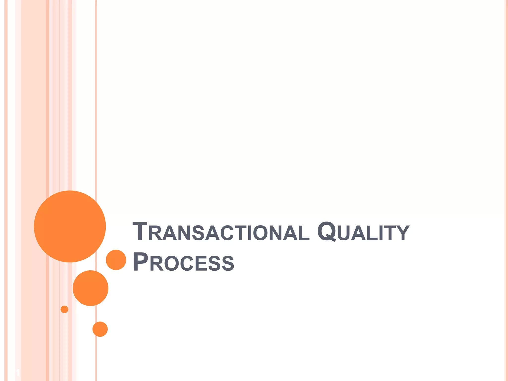 TRANSACTIONAL QUALITY
PROCESS
1