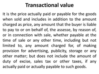 Transaction Value Example Transactional valuation | PPTX