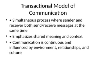 Visual Transactional Communication Model Examples TRANSACTIONAL MODEL OF COMMUNICATION EXPLANATION AND EXAMPLES | PPTX