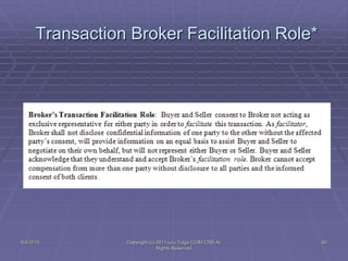 5/4/2015 Copyright (c) 2011 Lou Tulga CCIM CRB All
Rights Reserved
42
Transaction Broker Facilitation Role*
 
