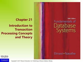 Copyright © 2011 Pearson Education, Inc. Publishing as Pearson Addison-Wesley
Chapter 21
Introduction to
Transaction
Processing Concepts
and Theory
 