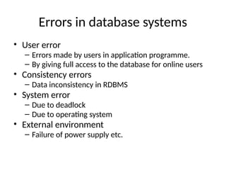Comprehensive Overview of Reliability, Transactions, and Concurrency in ...