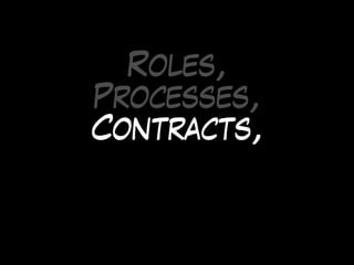 Roles,
Processes,
Contracts,
 