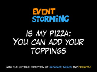 is my pizza:
You can add your
toppings
With the notable exception of database tables and pineapple
 