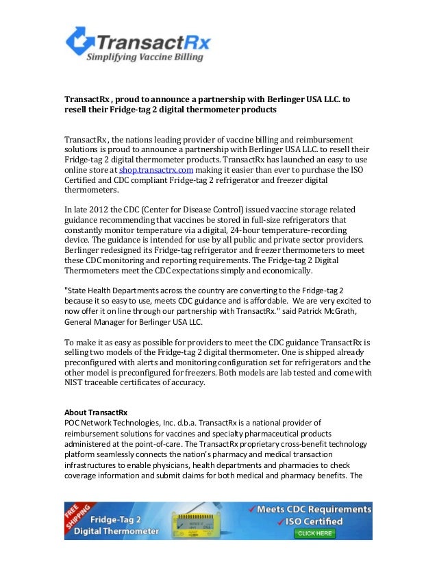 TransactRx , proud to announce a partnership with Berlinger USA LLC.