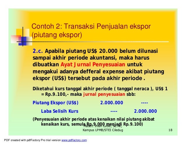 ⁂ Contoh jurnal pembelian transaksi mata uang asing dan instrumen keuangan