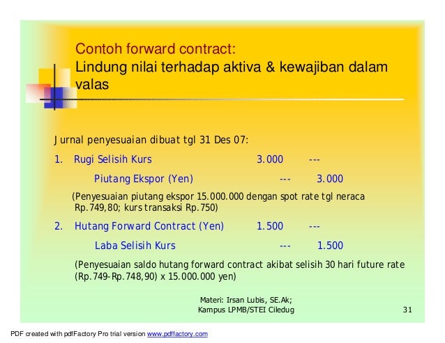 Contoh transaksi spot dalam forex