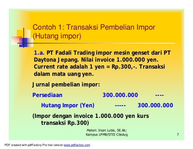 Contoh transaksi spot