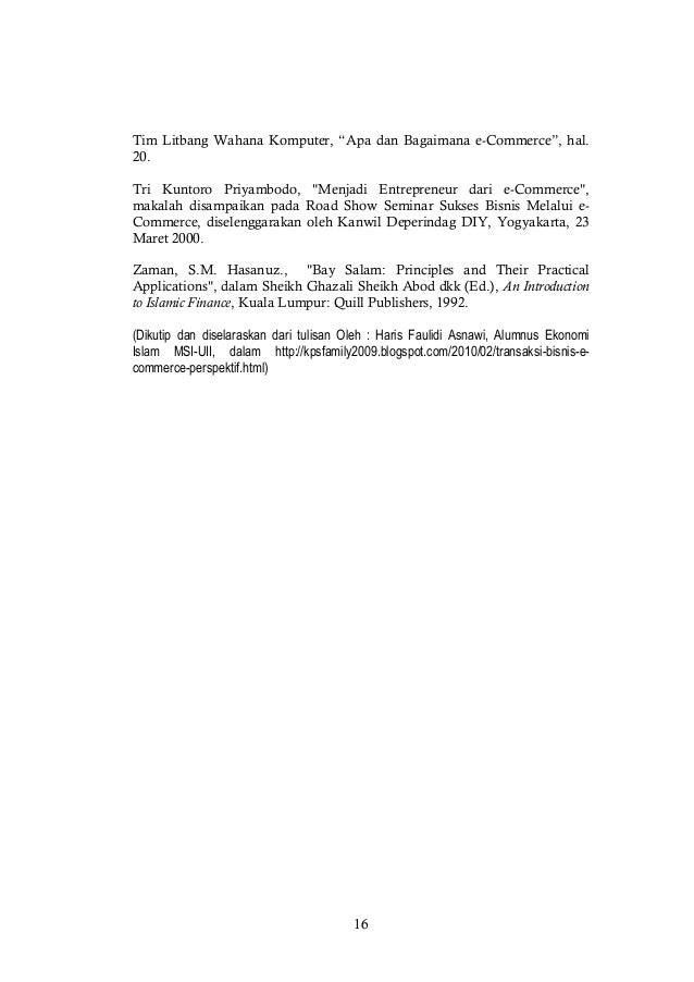 Transaksi bisnis e commerce perspektif islam