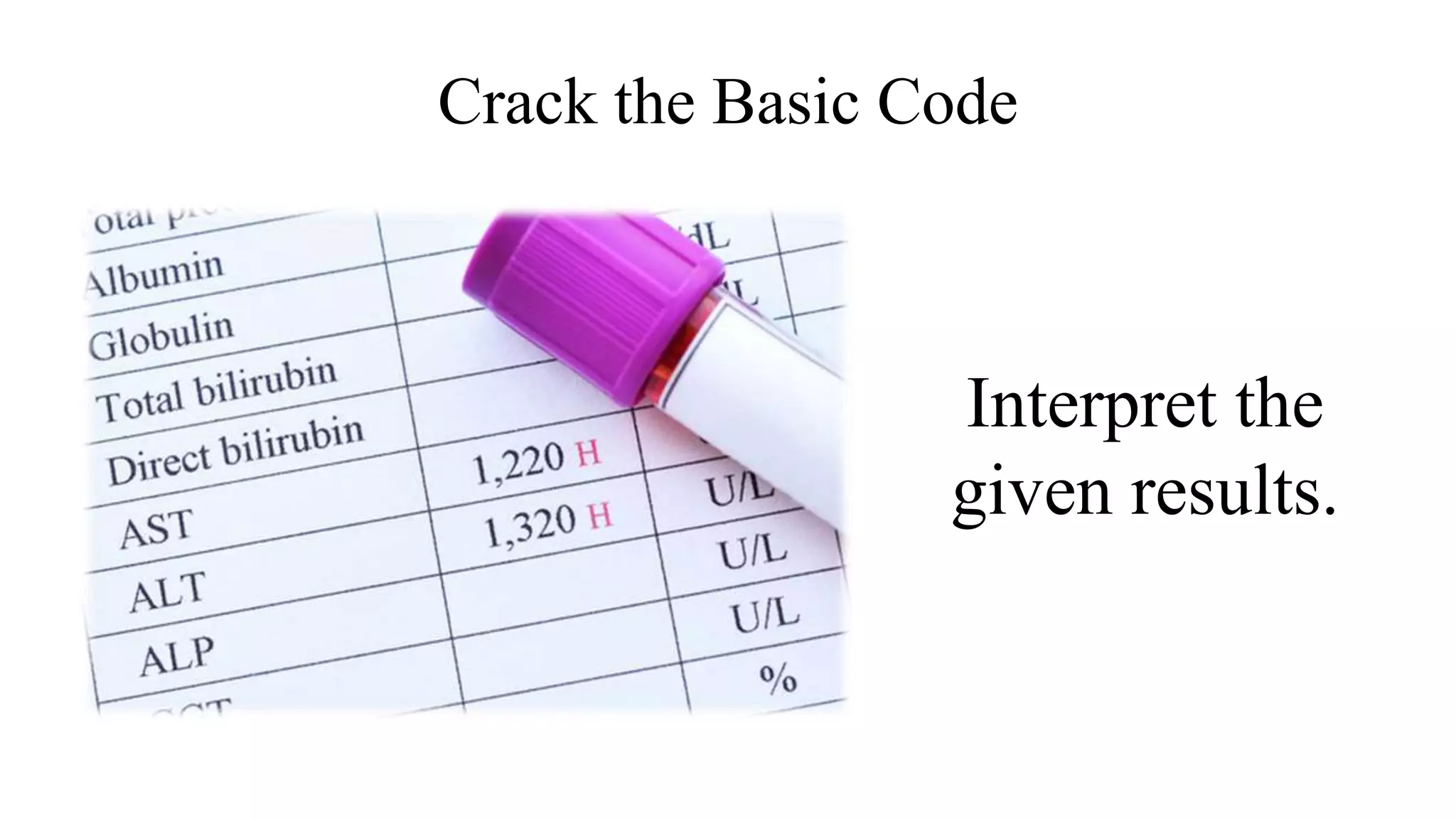 Crack the Basic Code
Interpret the
given results.
 