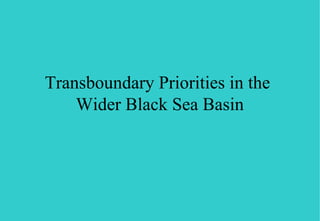 Transboundary Priorities in the
Wider Black Sea Basin
 