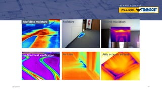I N P A R T N E R S H I P
W I T H
9/7/2023 37
Roof deck moisture
In-floor heat verification
Missing insulation
Moisture
Air Leak Attic access – air leak
 