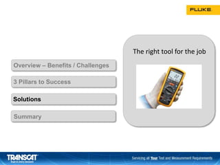 Overview – Benefits / Challenges
3 Pillars to Success
Solutions
The right tool for the job
Summary
 