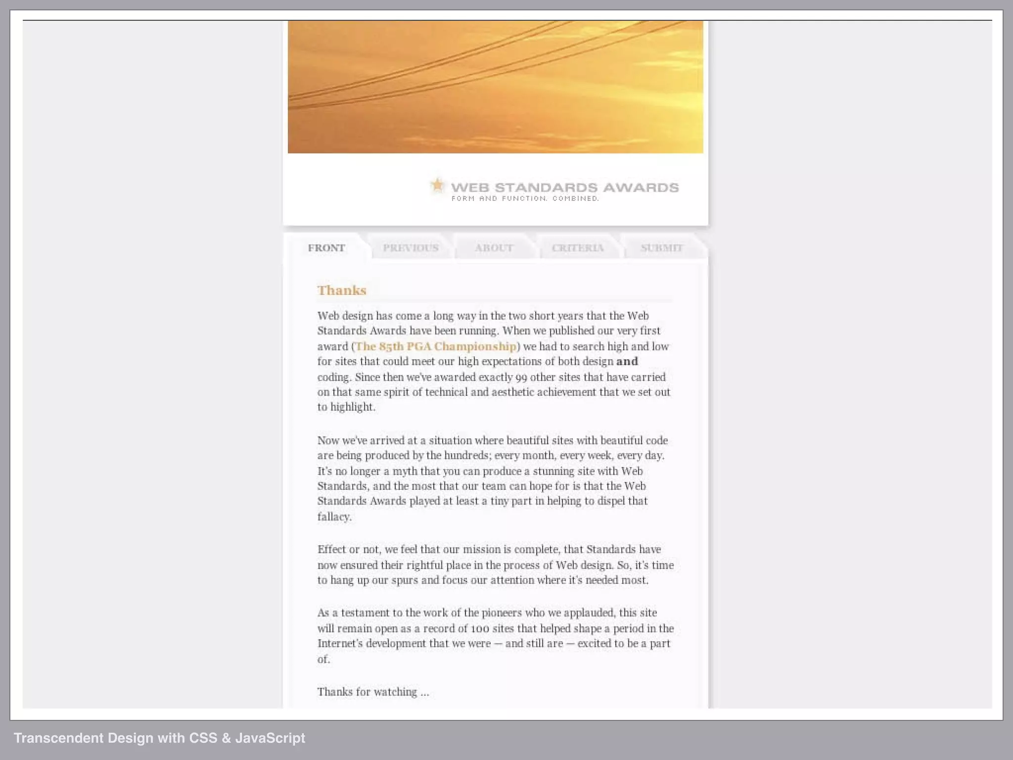 Transcendent Design with CSS & JavaScript (Web Directions North '07)