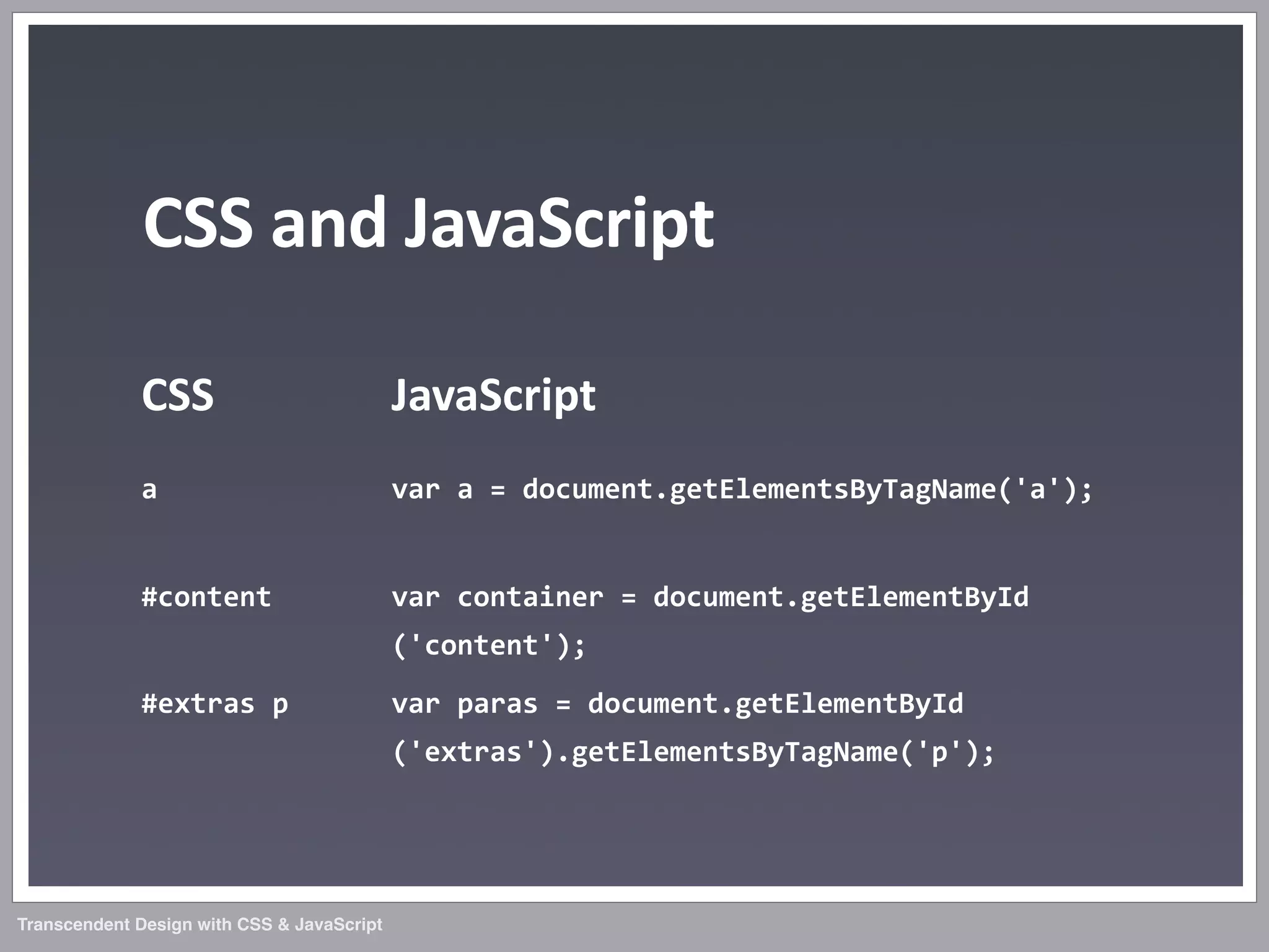 Transcendent Design with CSS & JavaScript (Web Directions North '07)