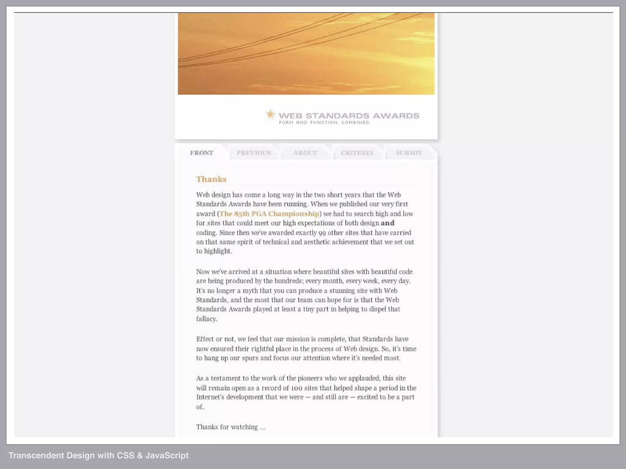 Transcendent Design with CSS & JavaScript (Web Directions North '07)