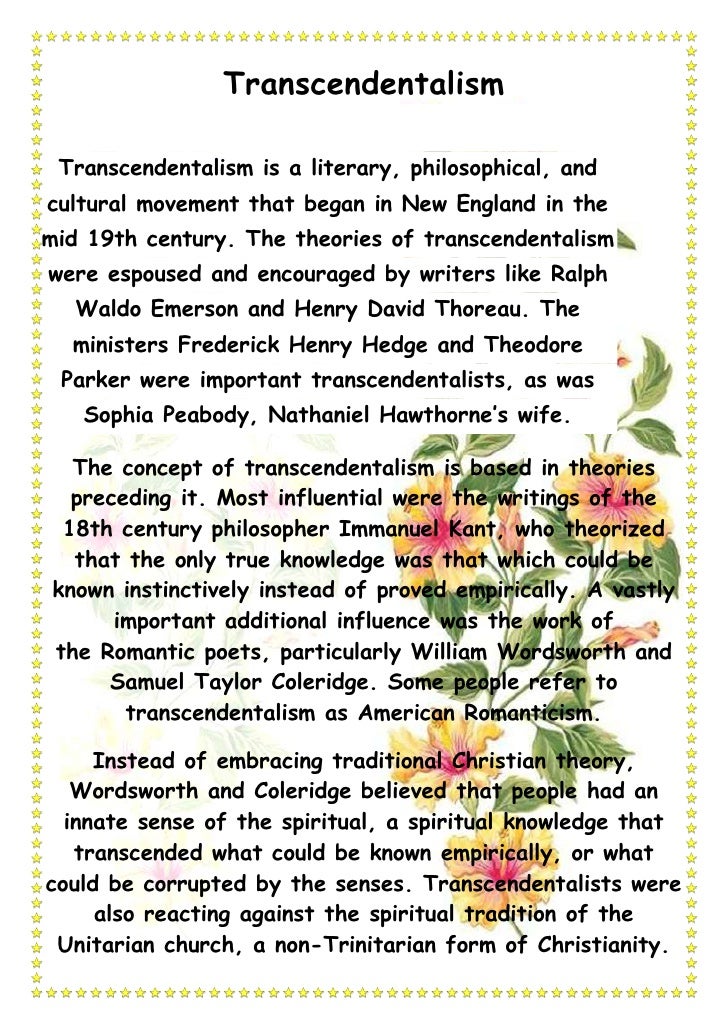 an analysis of transcendentalism a philosophical movement Transcendentalism laid the philosophical groundwork for the environmental movement and inspired works of music that reflected the growth and development of the conservation movement at the end of the nineteenth century. an analysis of transcendentalism a philosophical movement Transcendentalism laid the philosophical groundwork for the environmental movement and inspired works of music that reflected the growth and development of the conservation movement at the end of the nineteenth century.