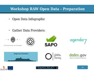 14 
Workshop RAW Open Data - Preparation 
•Open Data Infographic 
•Gather Data Providers:  
