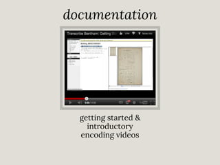 documentation

getting started &
introductory
encoding videos

 
