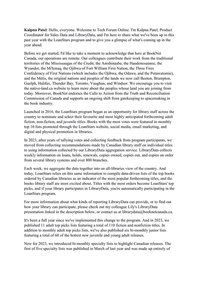 Transcript New from Canada for 2024 Loan Stars Tech Forum